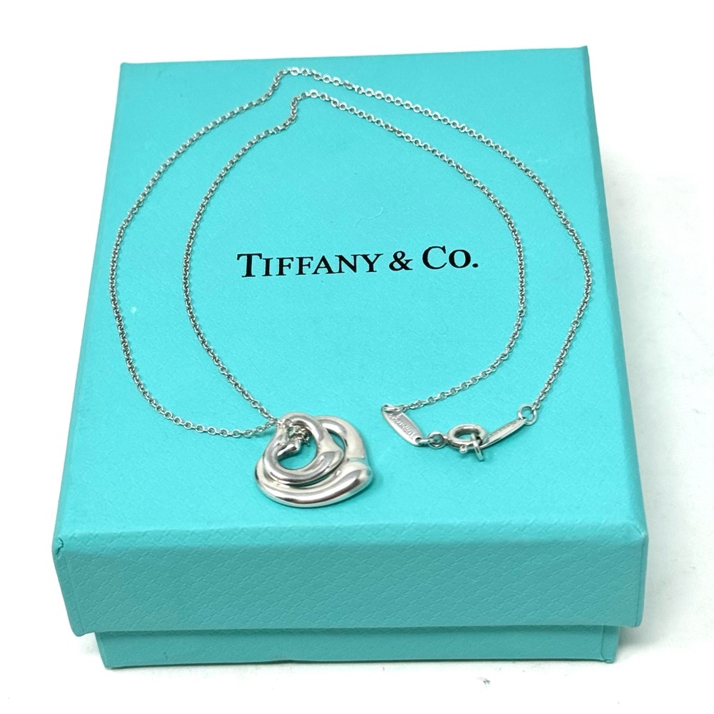 Authentic Tiffany & CO. Elsa Peretti Small / Mini Double Open Heart Ne…